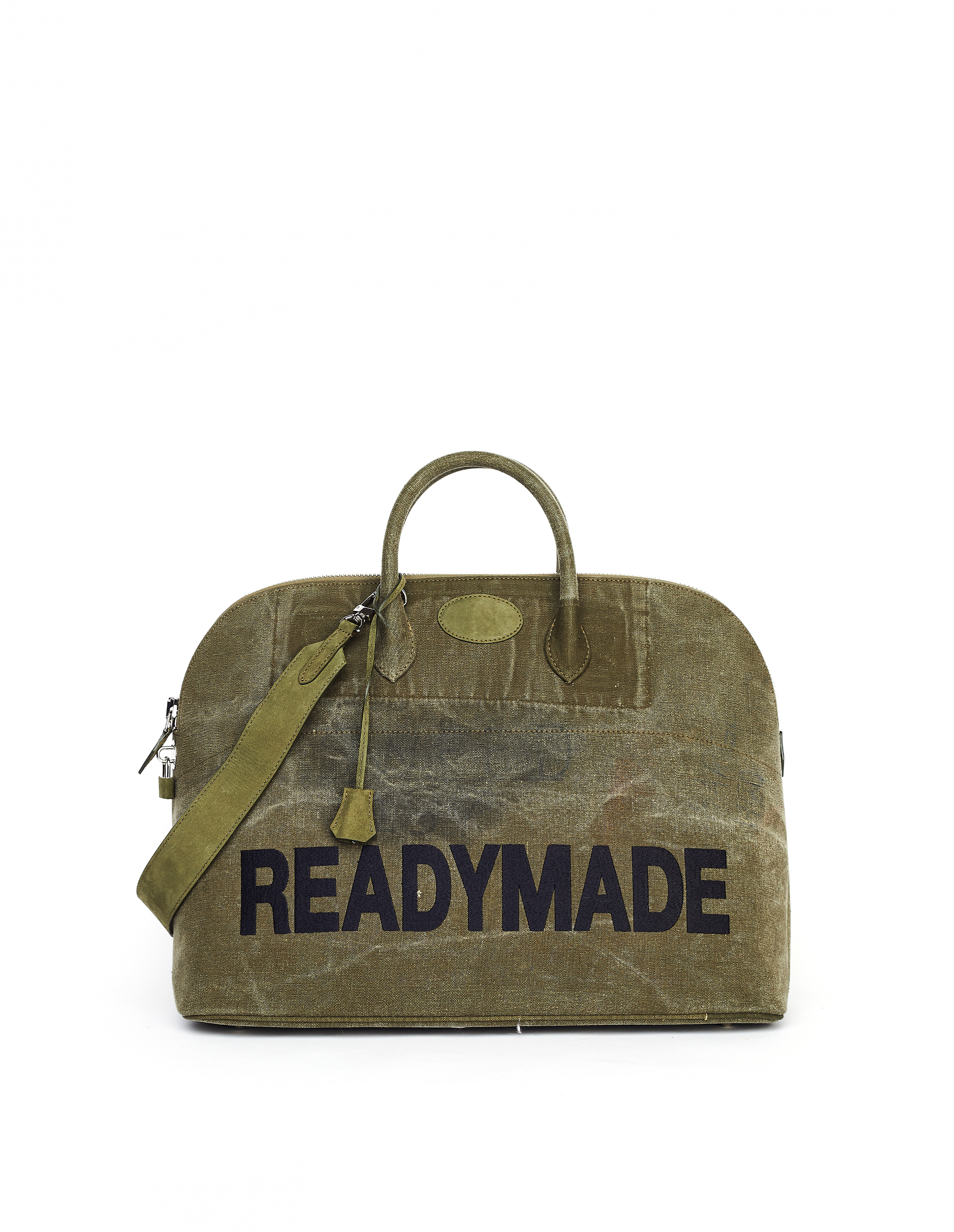 READYMADE READYMADE KHAKI EMBROIDERED TRAVEL BAG,RE-CO-KH-00-00-66/GRN