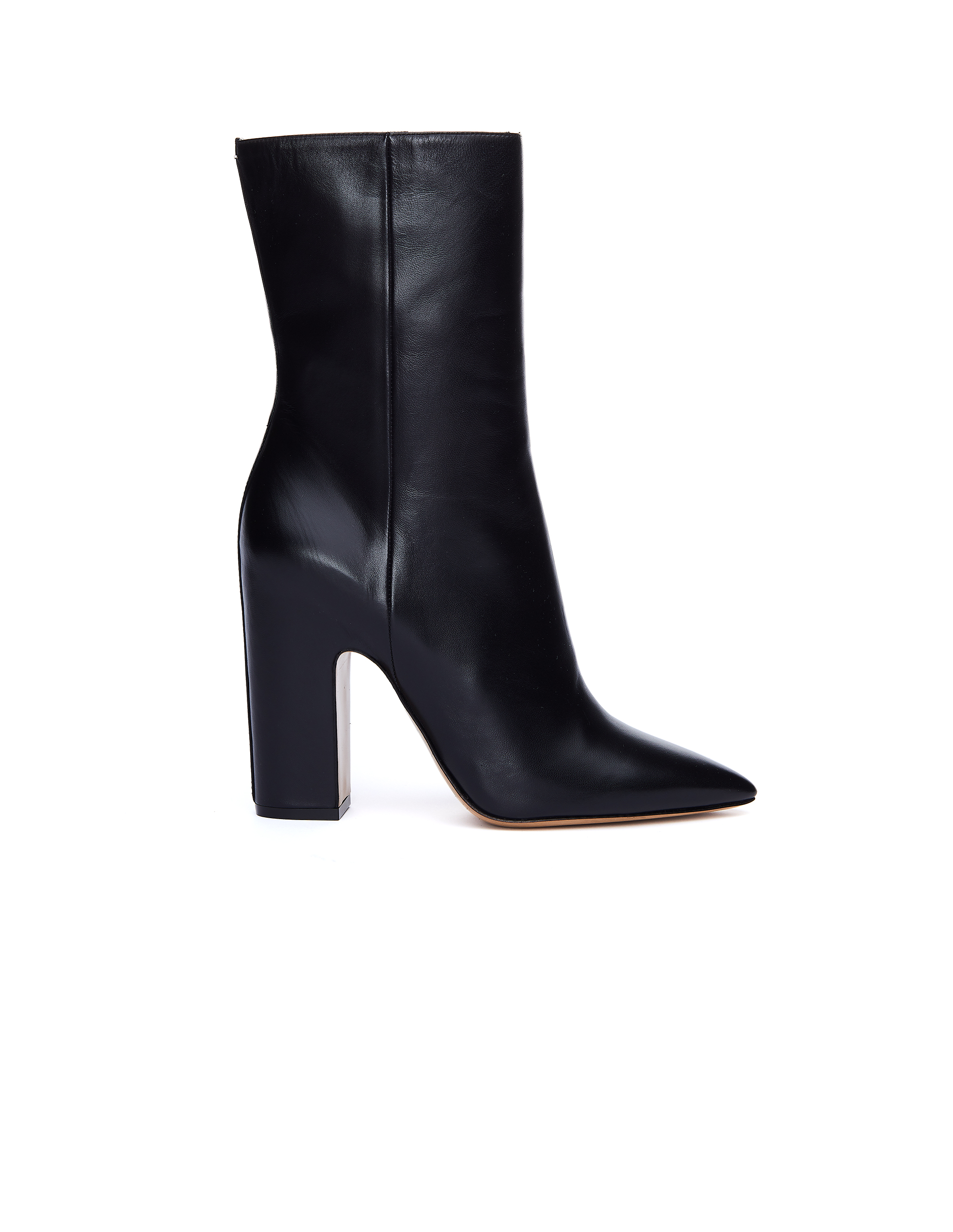 Pointed Toe Black Leather Boots 