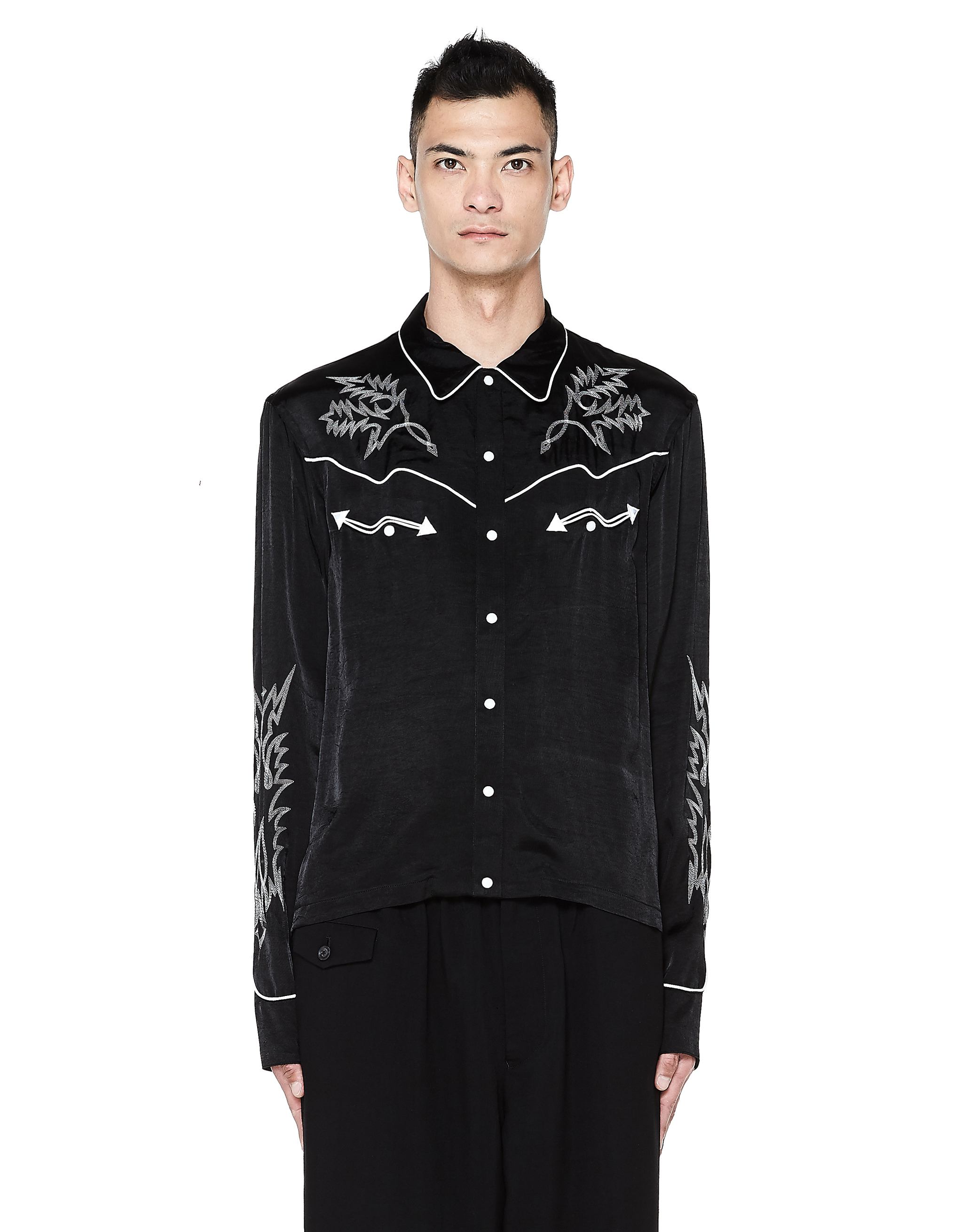 THE SOLOIST BLACK EMBROIDERED SHIRT,ss.0003