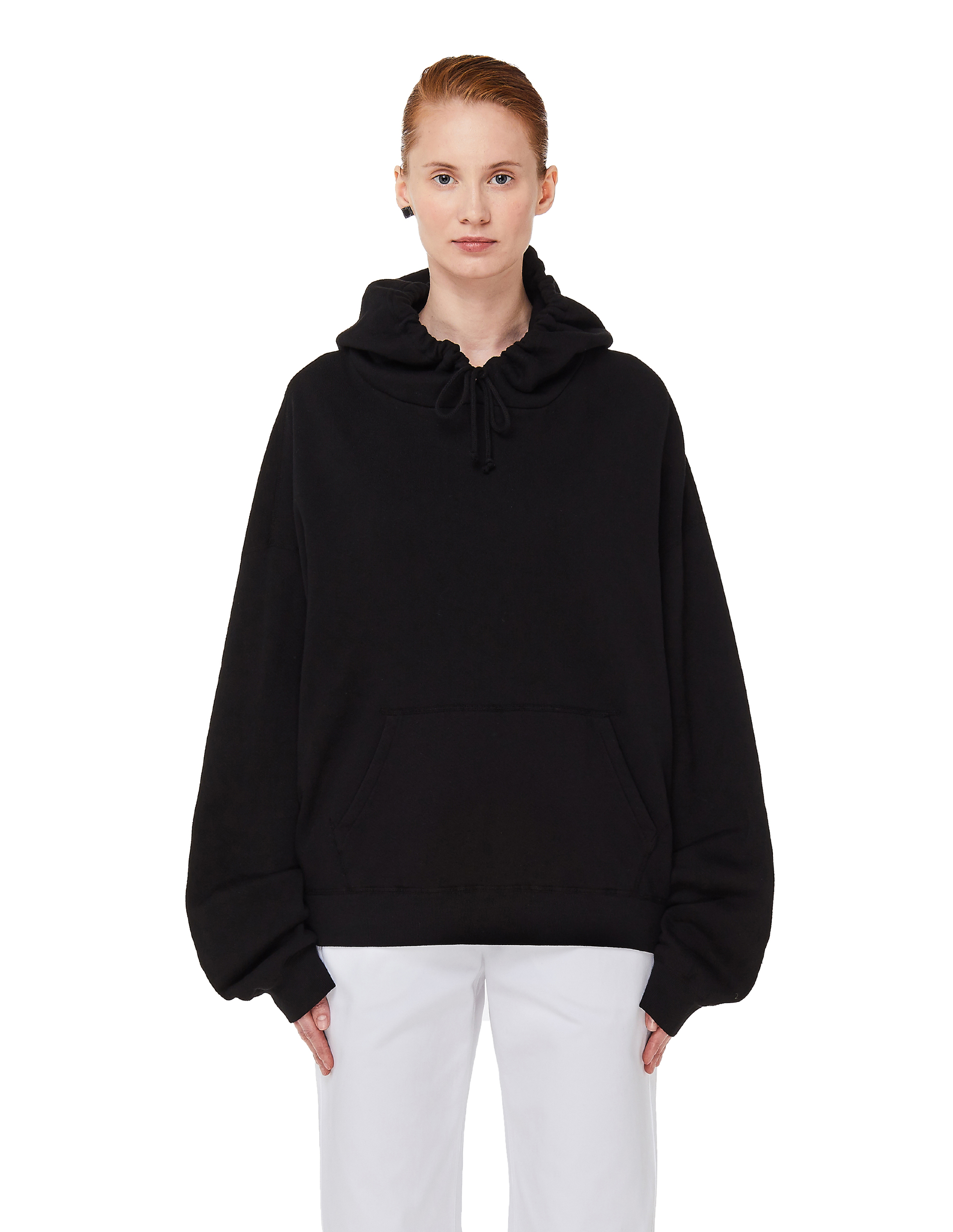 

Black Cropped Cotton Hoodie