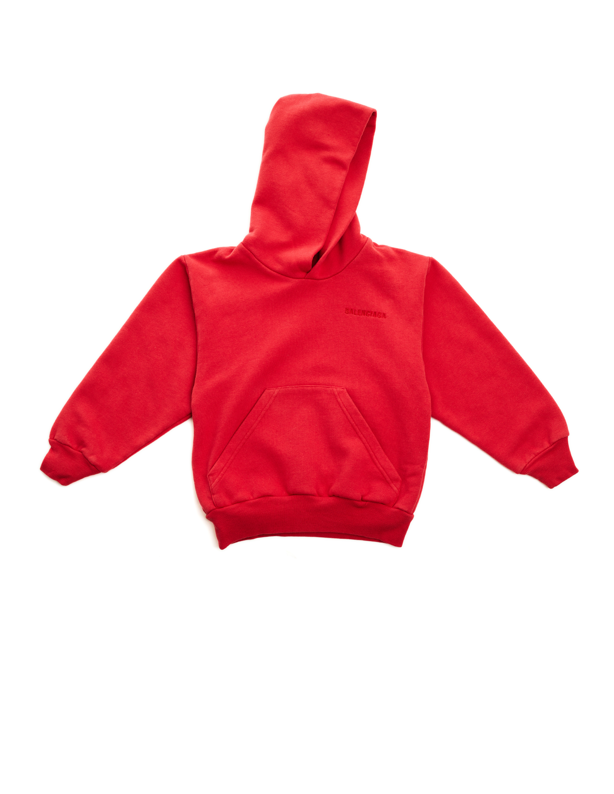 Red Cotton Embroidered Hoodie 
