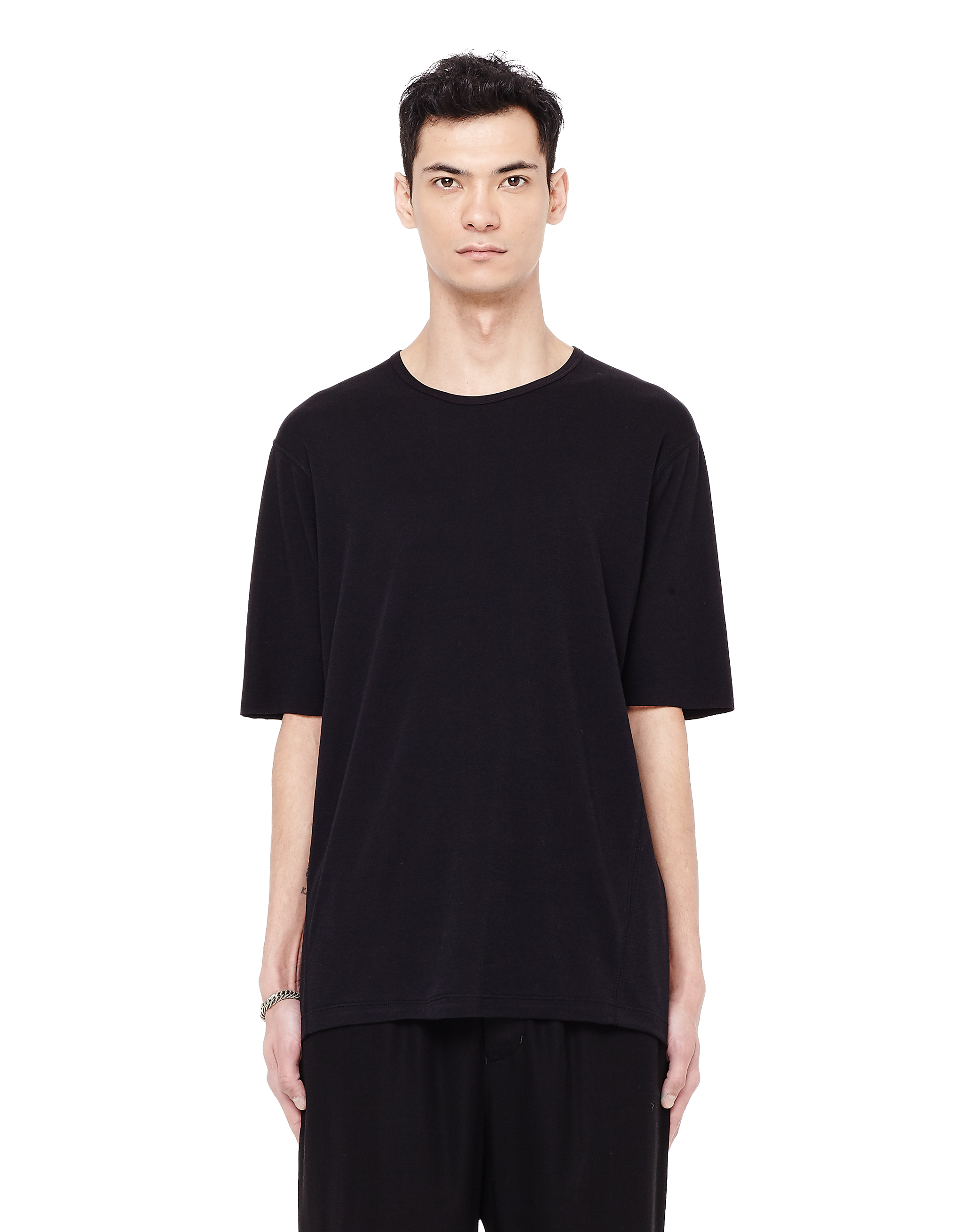 Buy The Viridi-Anne men black raw hems cotton t-shirt for $300 online ...