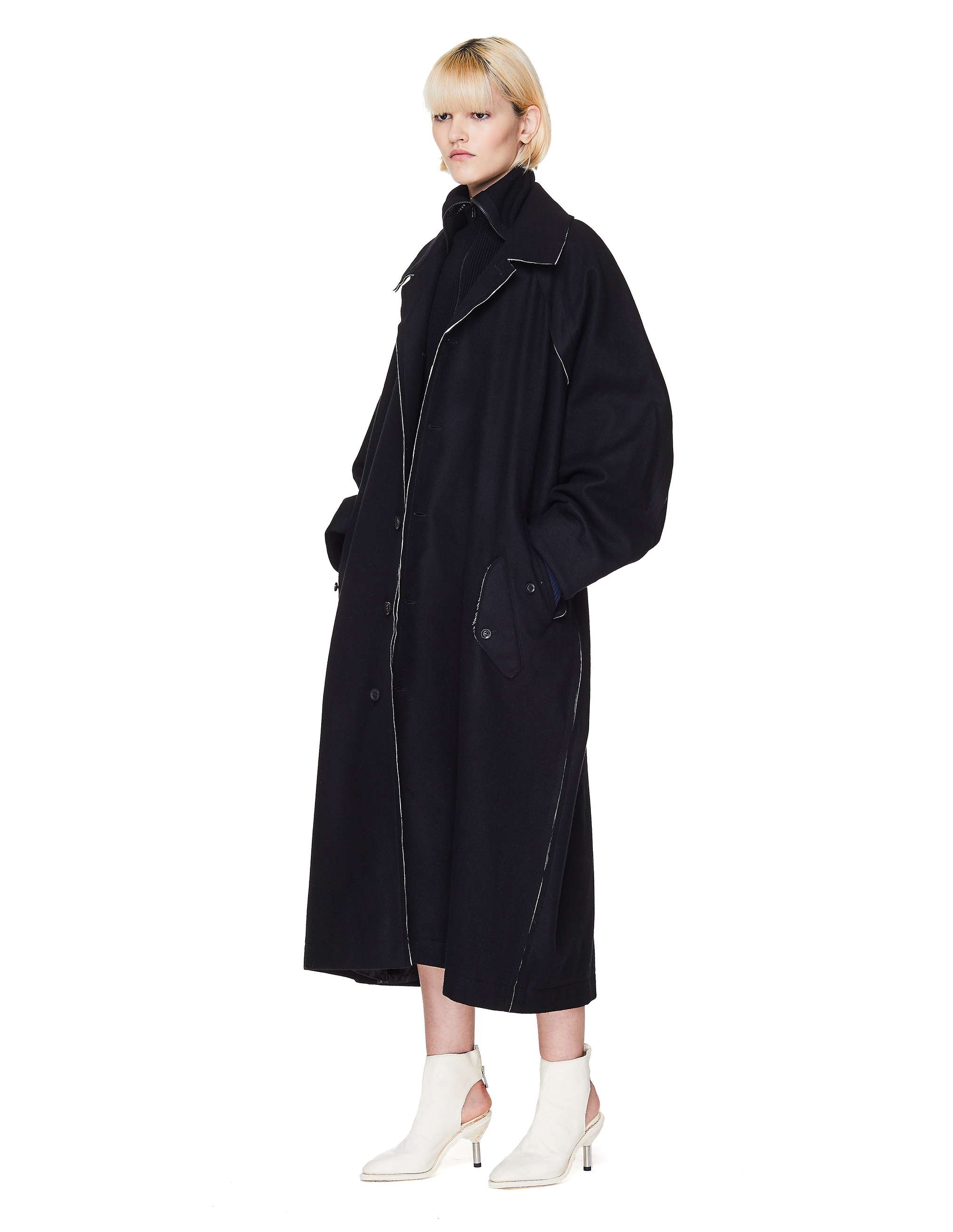 Yohji Yamamoto Black Wool Oversize Coat