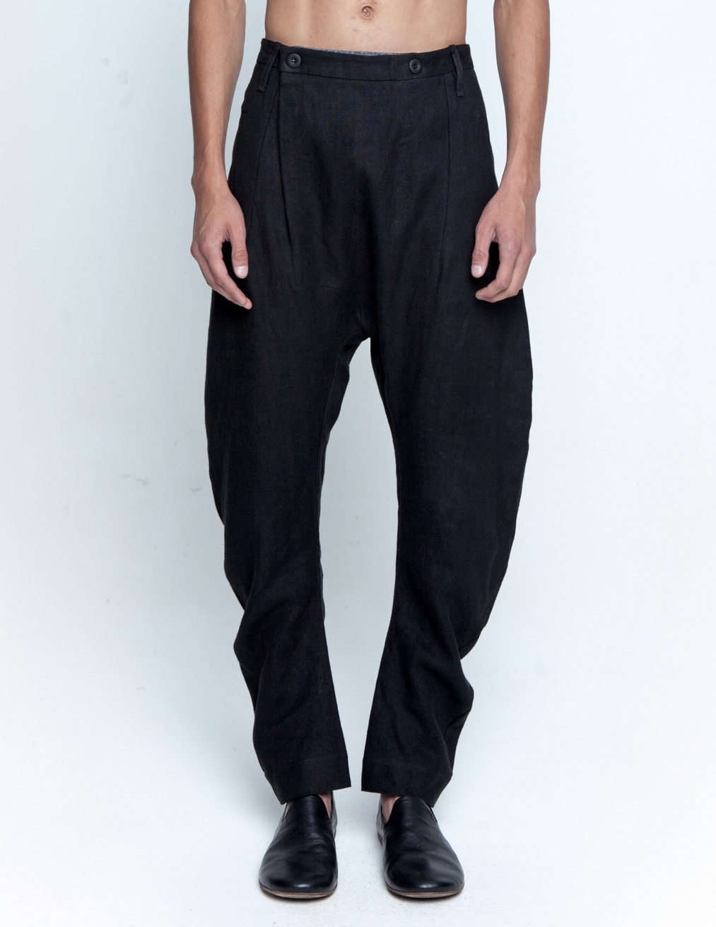 Buy Lost&Found men black low crotch trousers for $635 online on
