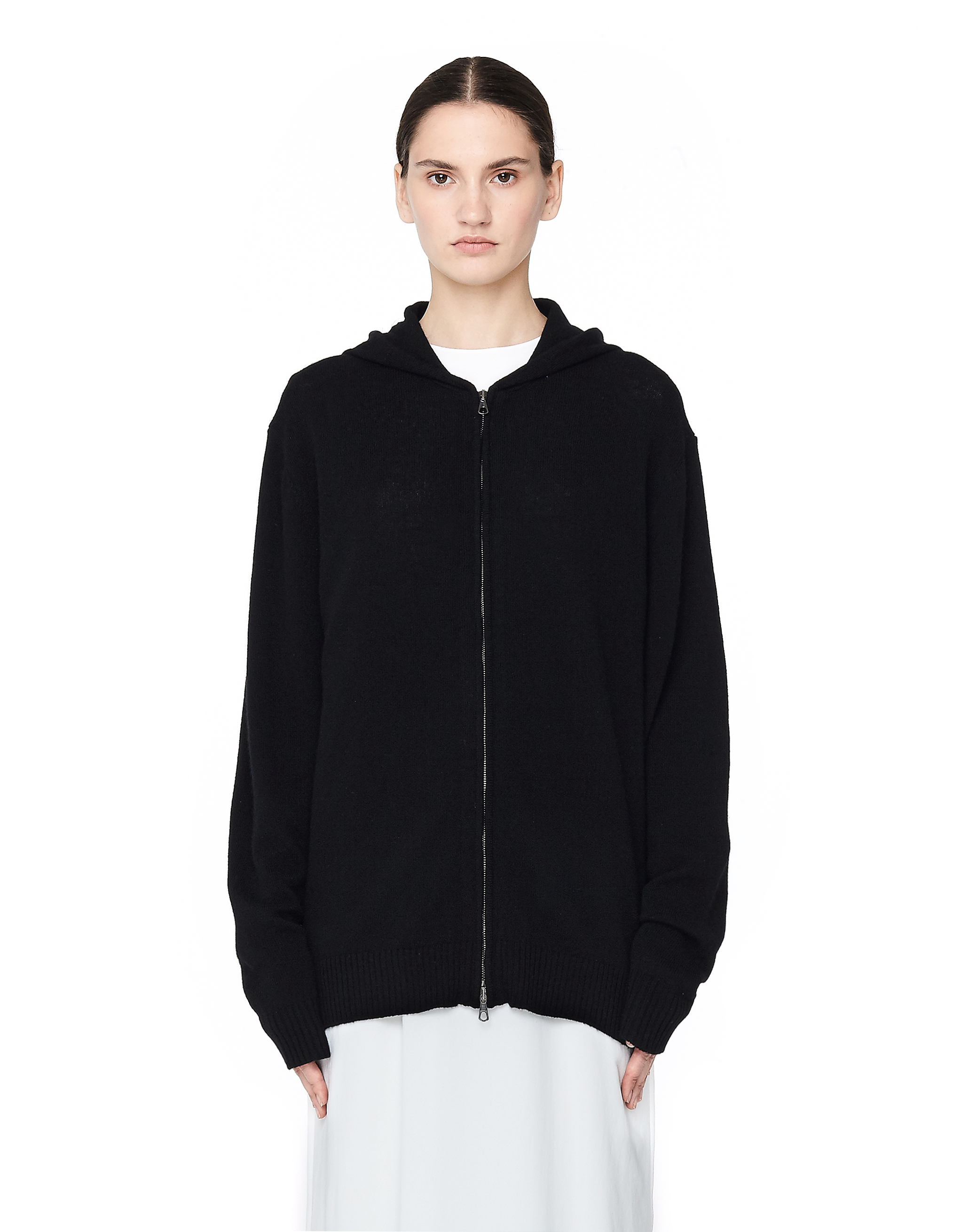 BLACKYOTO EMBROIDERED CASHMERE ZIP UP HOODIE,Genghis-EX