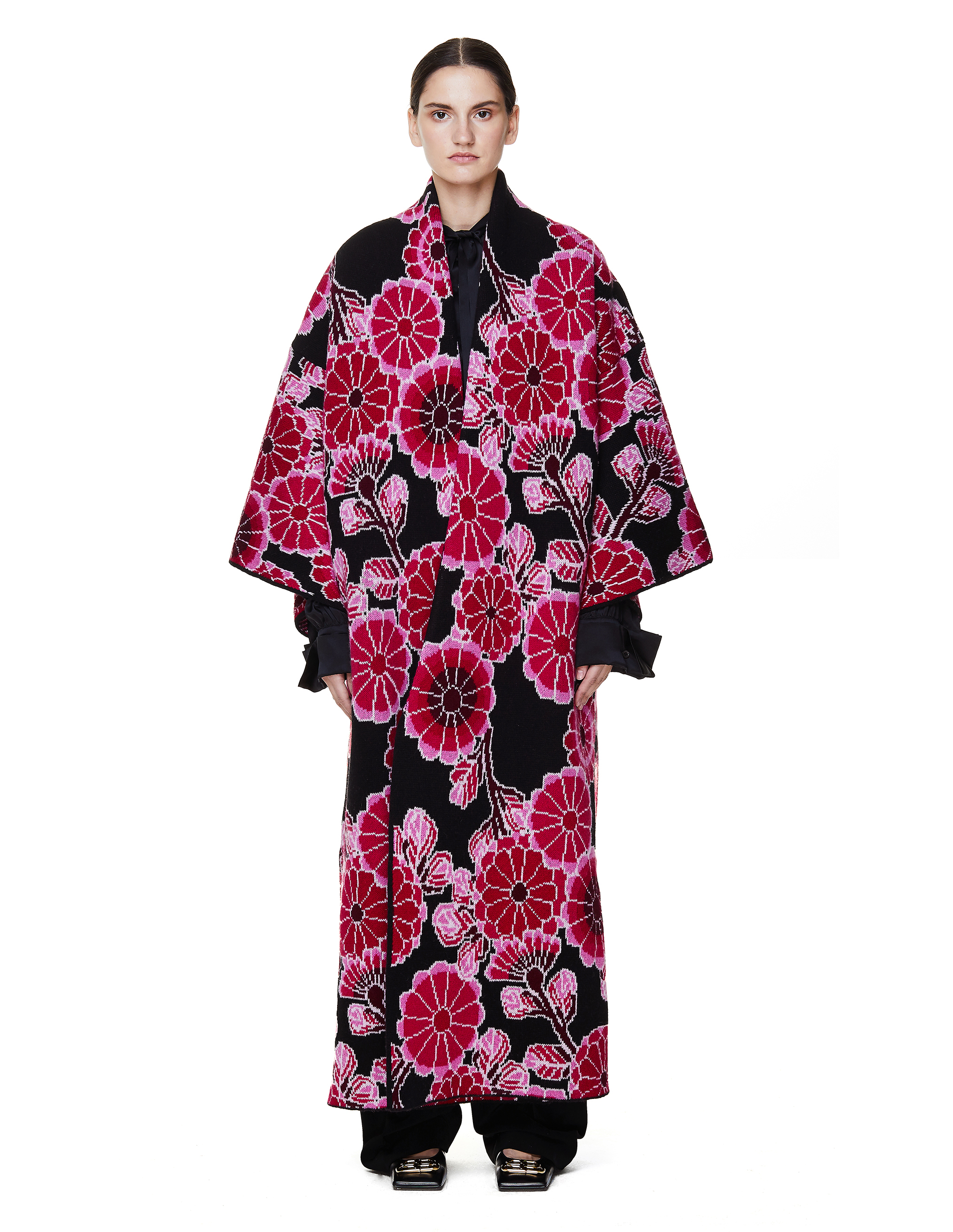 Mata Touhou módulo Balenciaga Red Flowers Knitted Wool Kimono In Multicolor | ModeSens