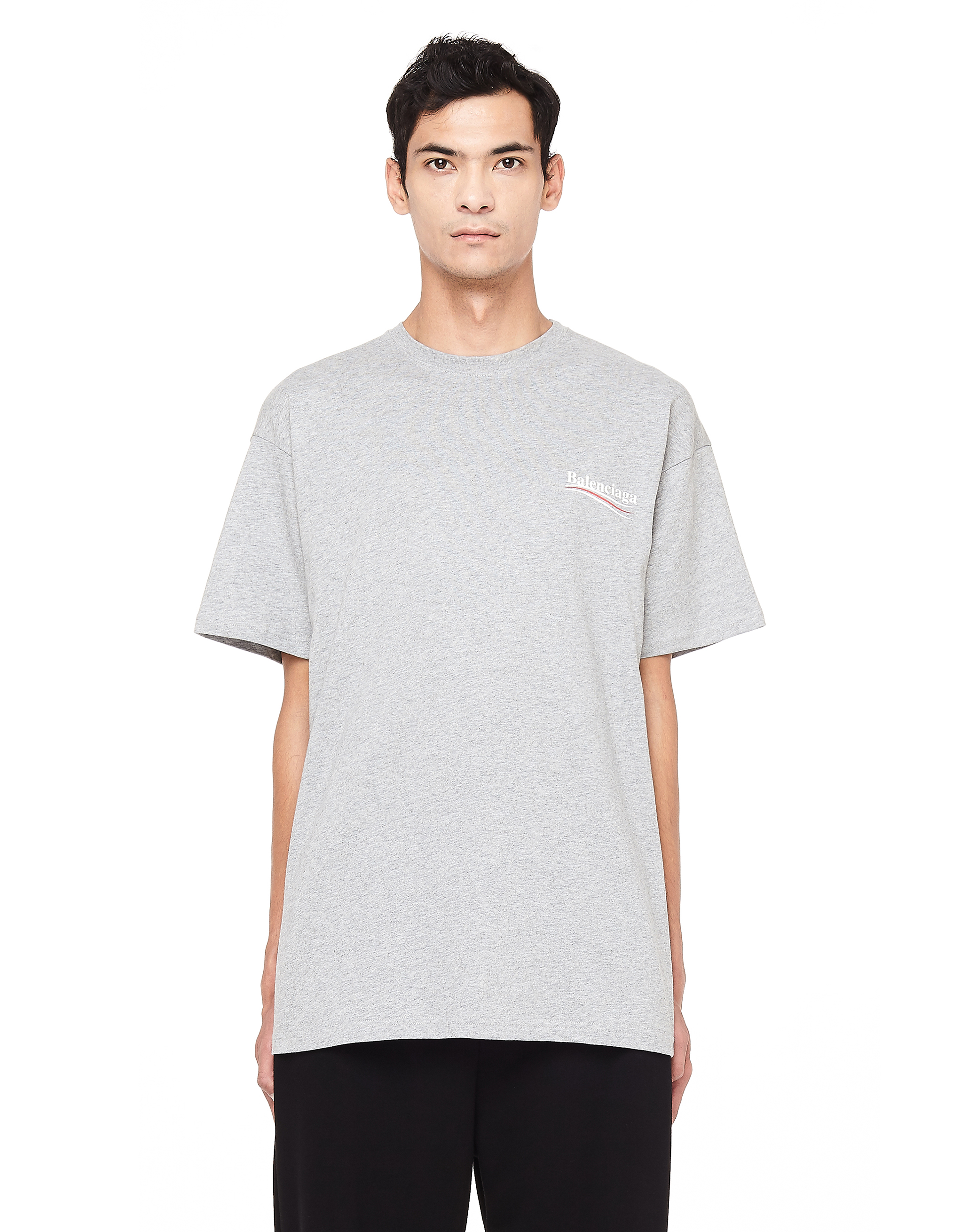 balenciaga grey logo t shirt