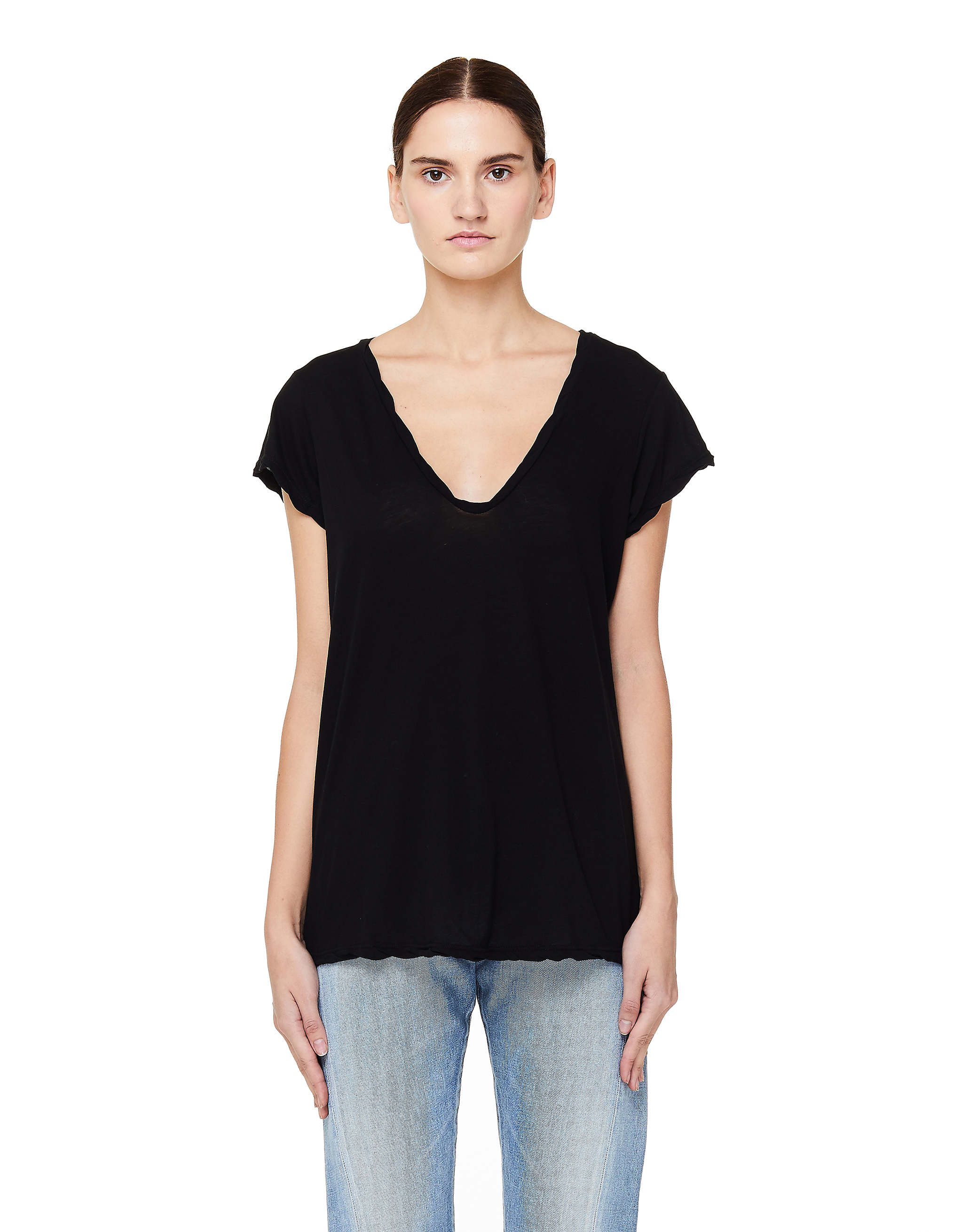 

Black Cotton V-Neck T-Shirt