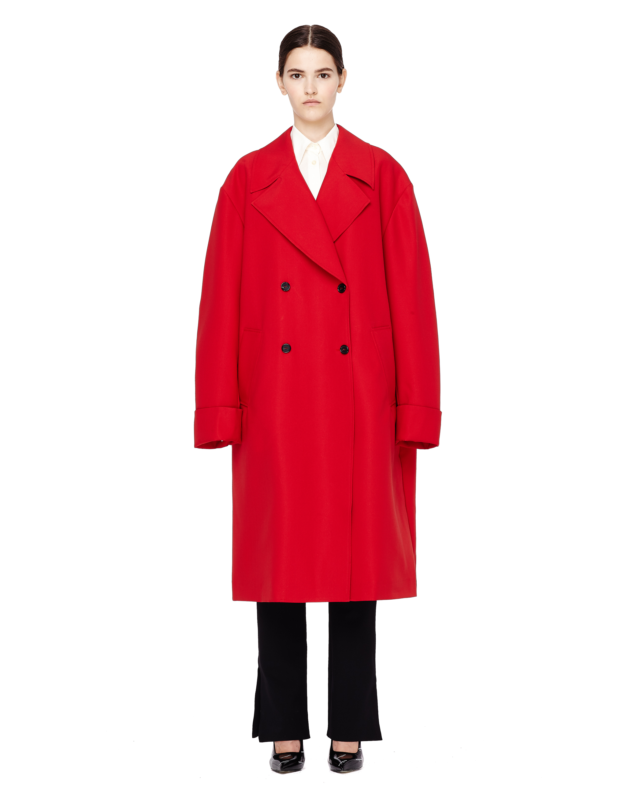 YANG LI DOUBLE BREASTED OVERSIZED RED COAT,F8147/red