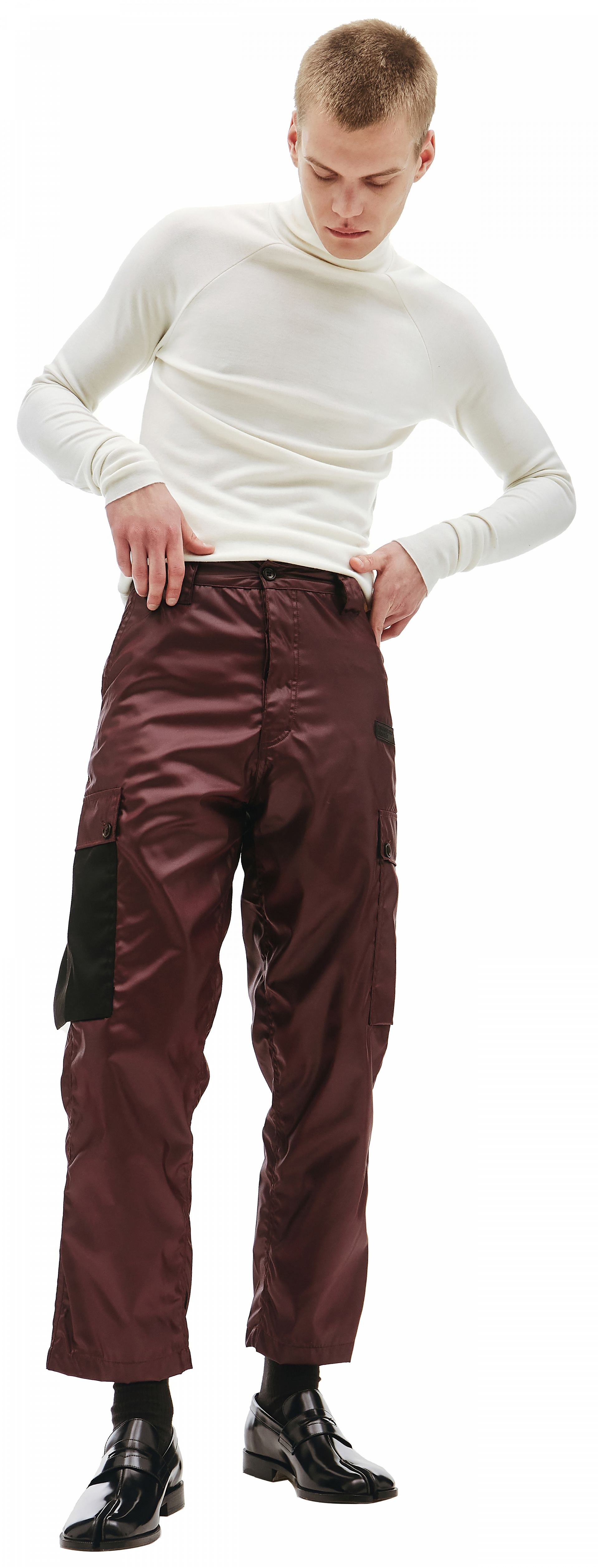 Buy Enfants Riches Deprimes men nylon burgundy cargo trousers for $835 ...
