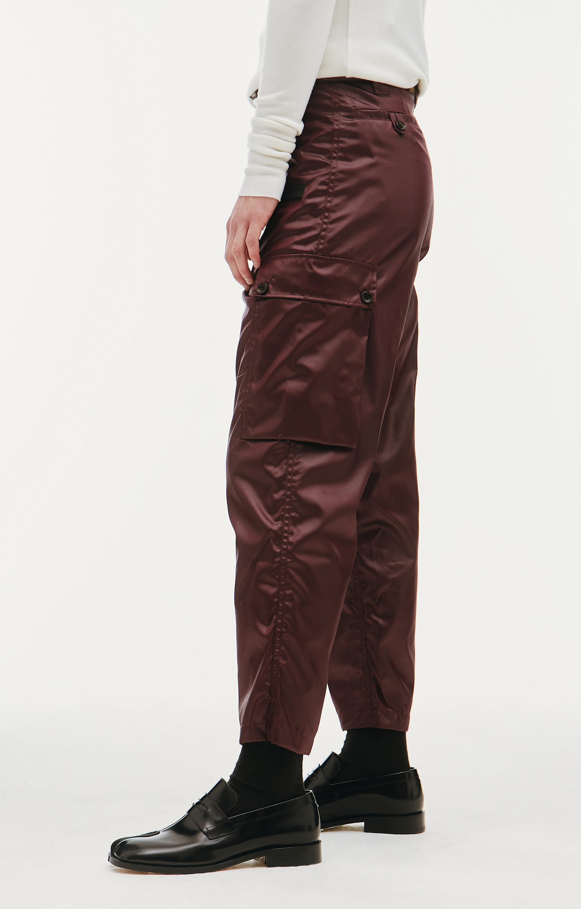 Buy Enfants Riches Deprimes men nylon burgundy cargo trousers for $835 ...