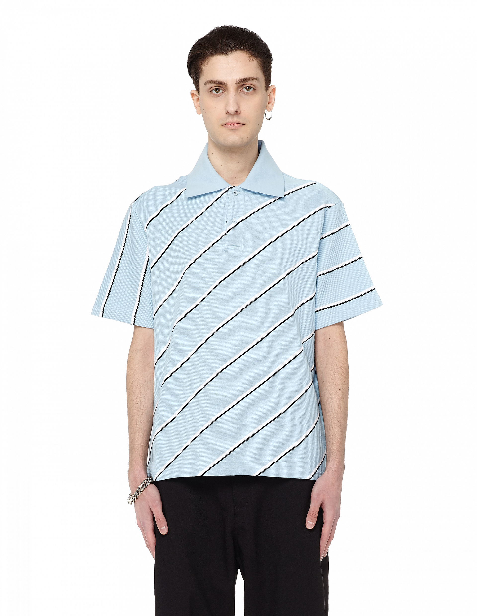Buy Balenciaga men blue striped polo shirt for $238 online on SVMOSCOW ...