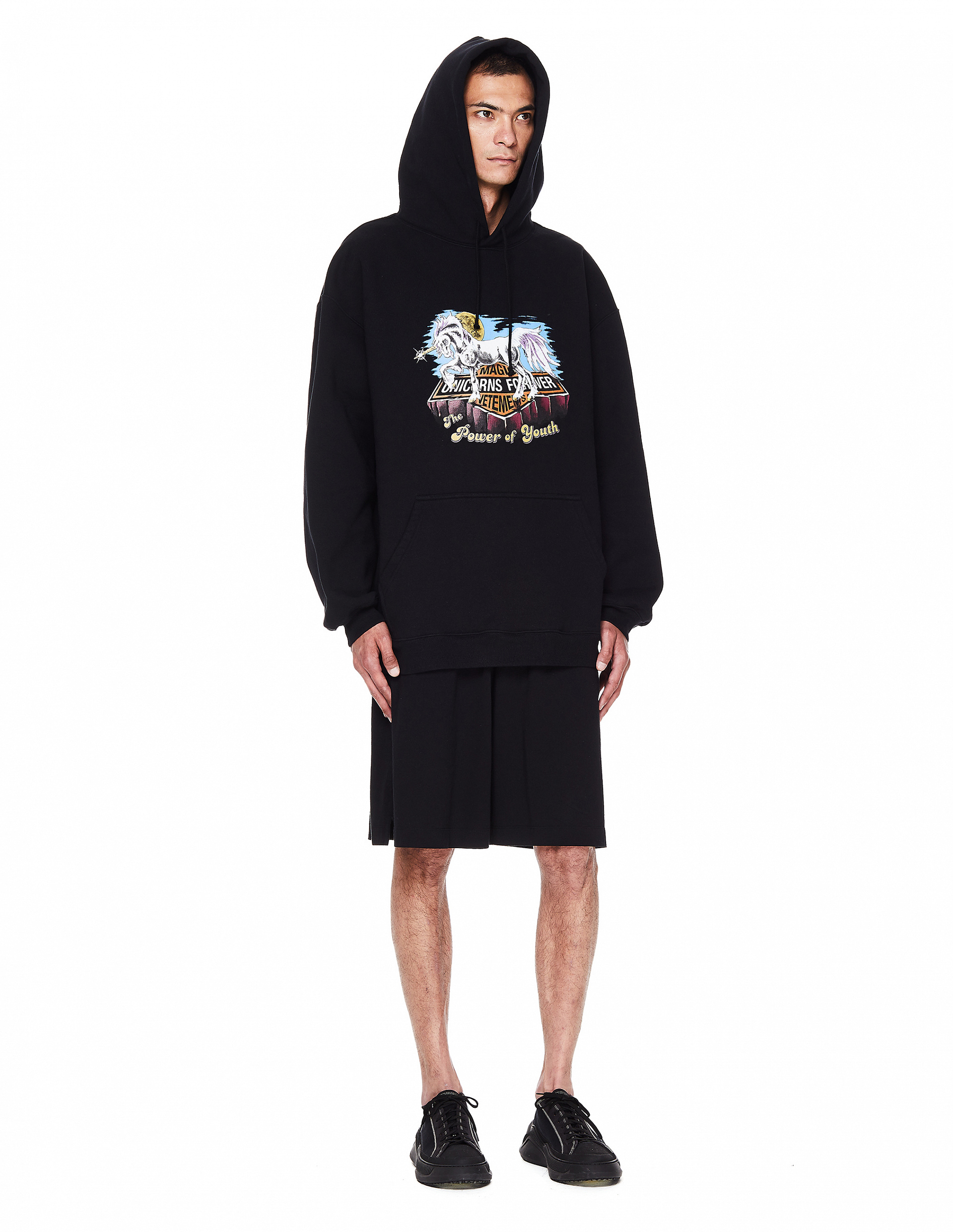 Buy Vetements men black cotton hoodie for $495 online on SVMOSCOW
