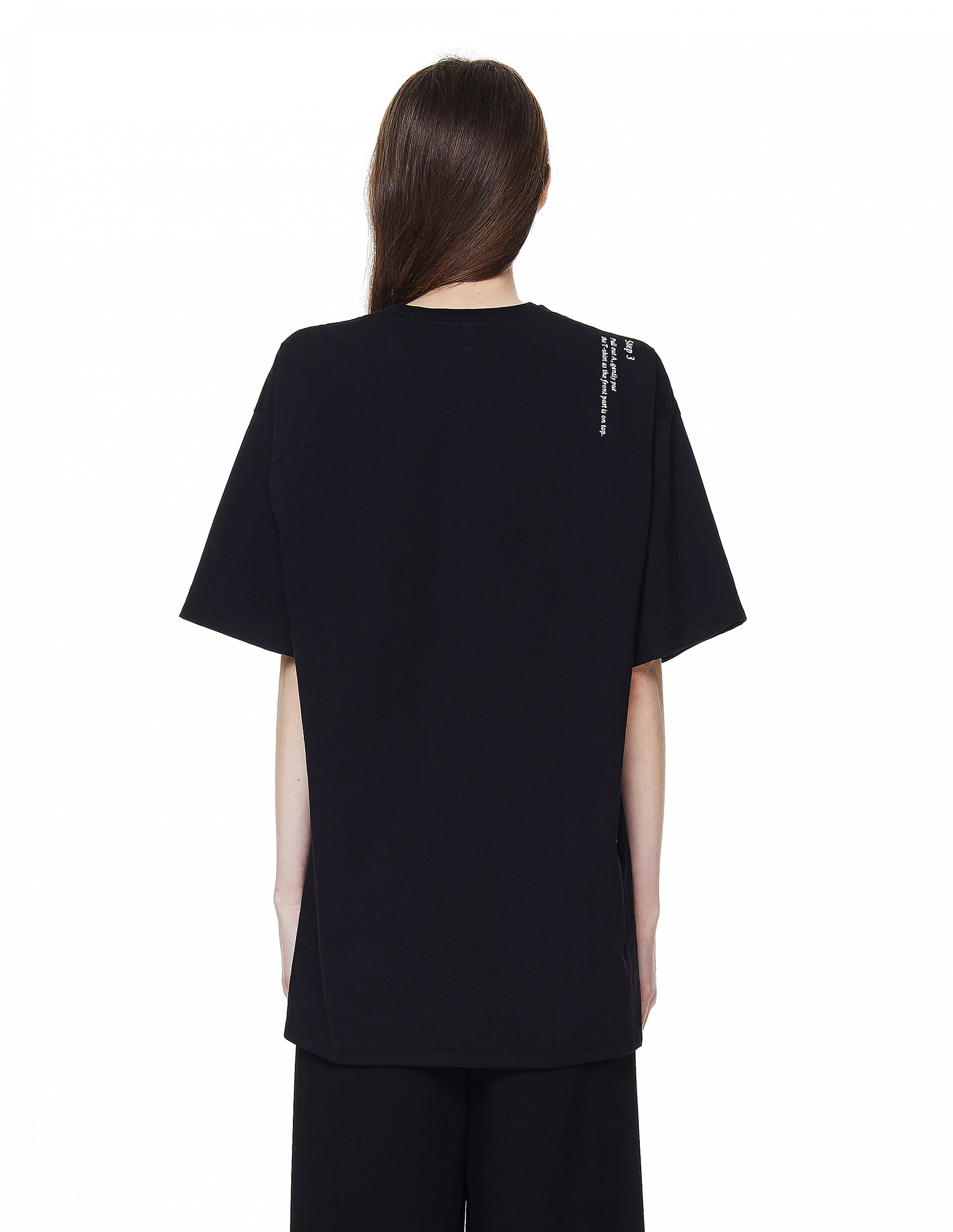 Buy Doublet women black instruction embroidered t-shirt for $160 online