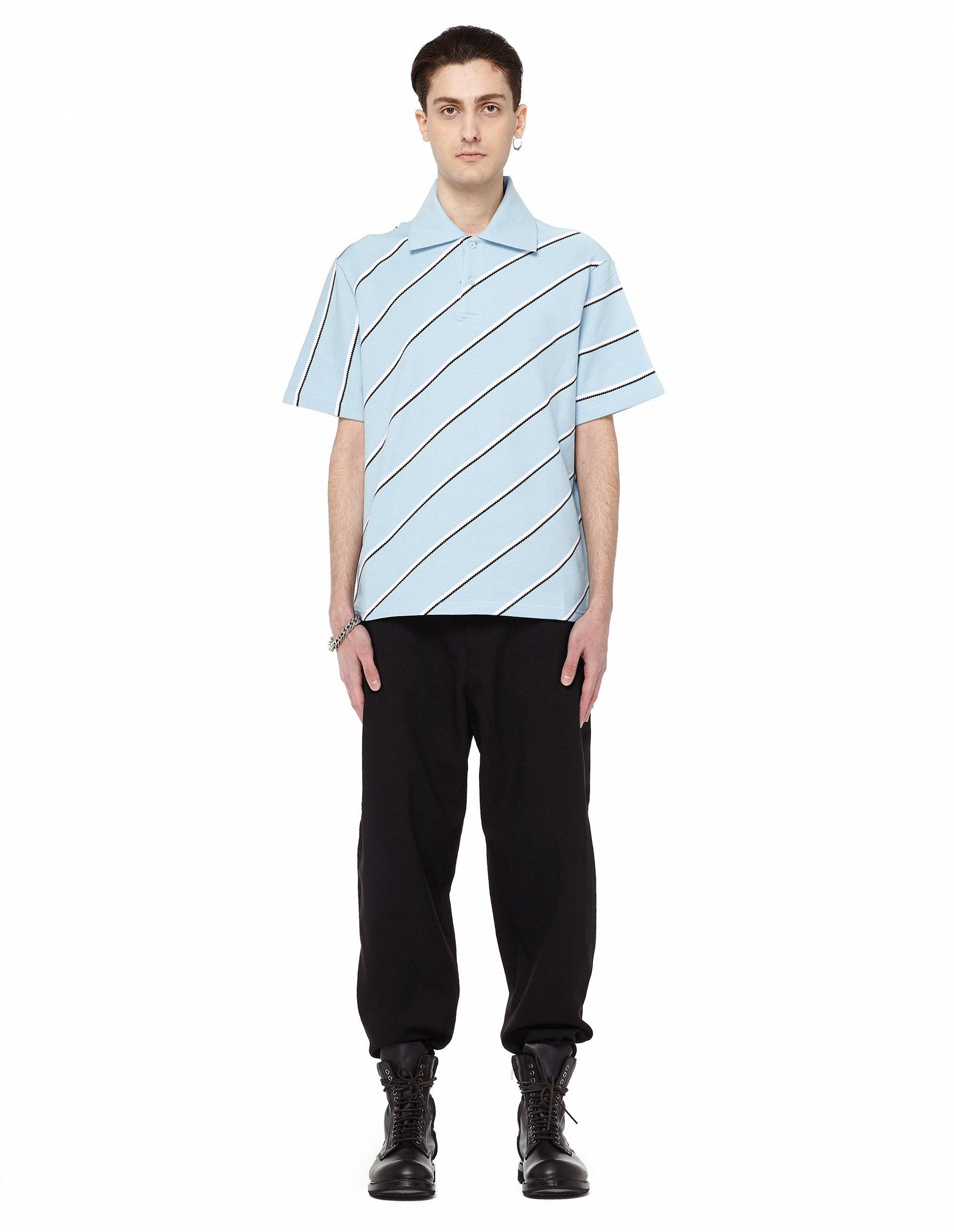 Buy Balenciaga men blue striped polo shirt for $238 online on SVMOSCOW
