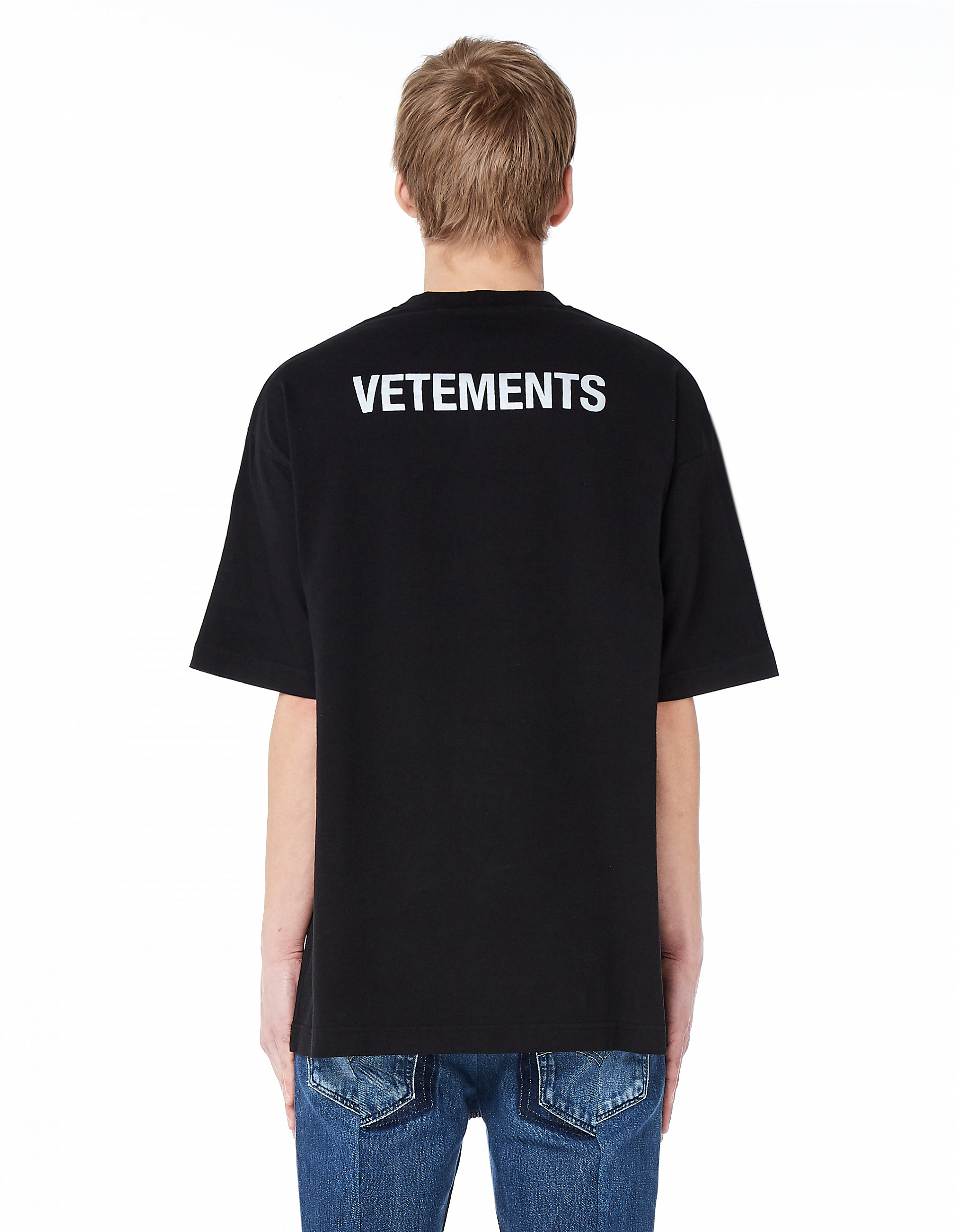 Buy Vetements men black cotton t-shirt staff for $275 online on