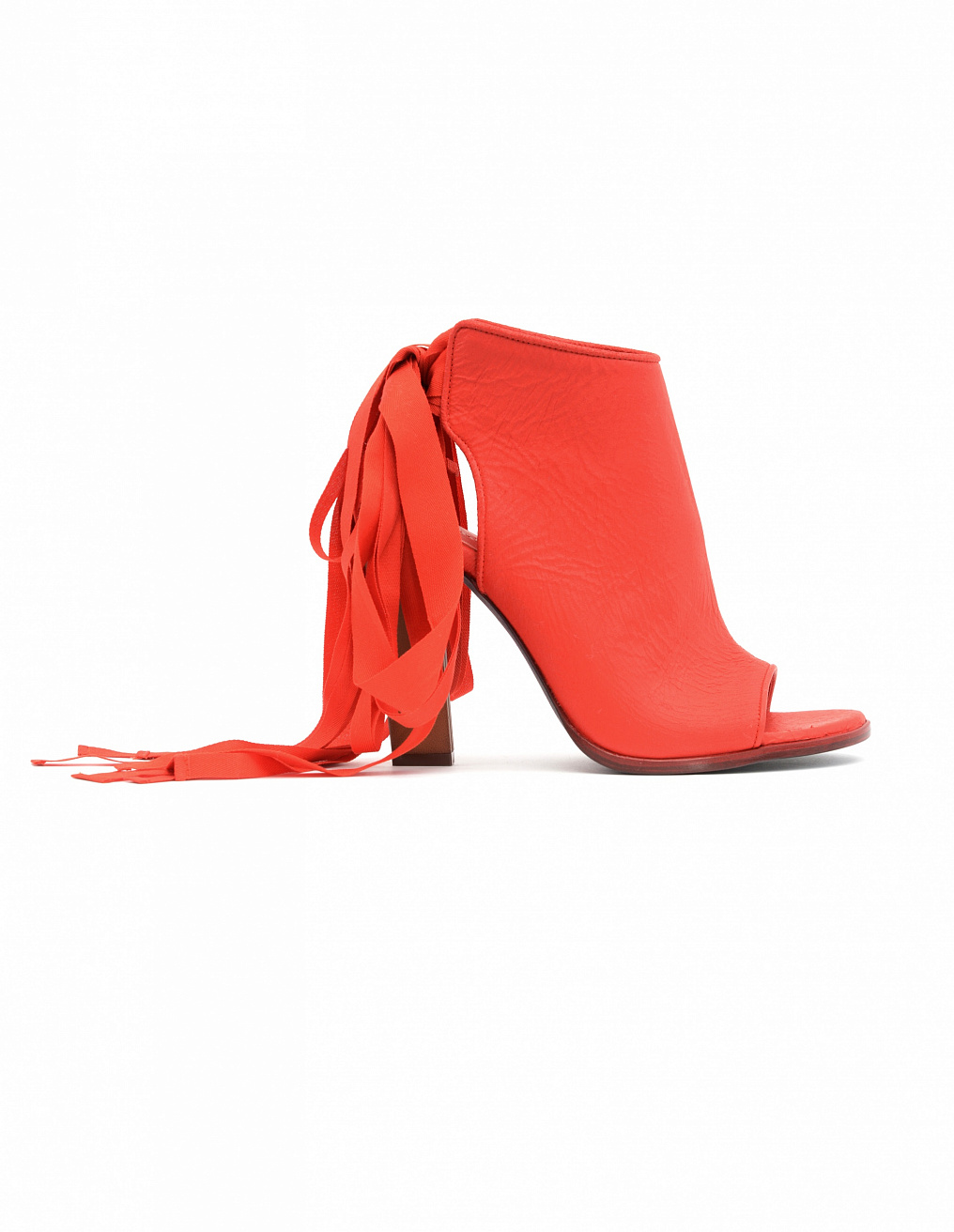 A.f.vandevorst RED LEATHER OPEN-TOE ANKLE BOOTS